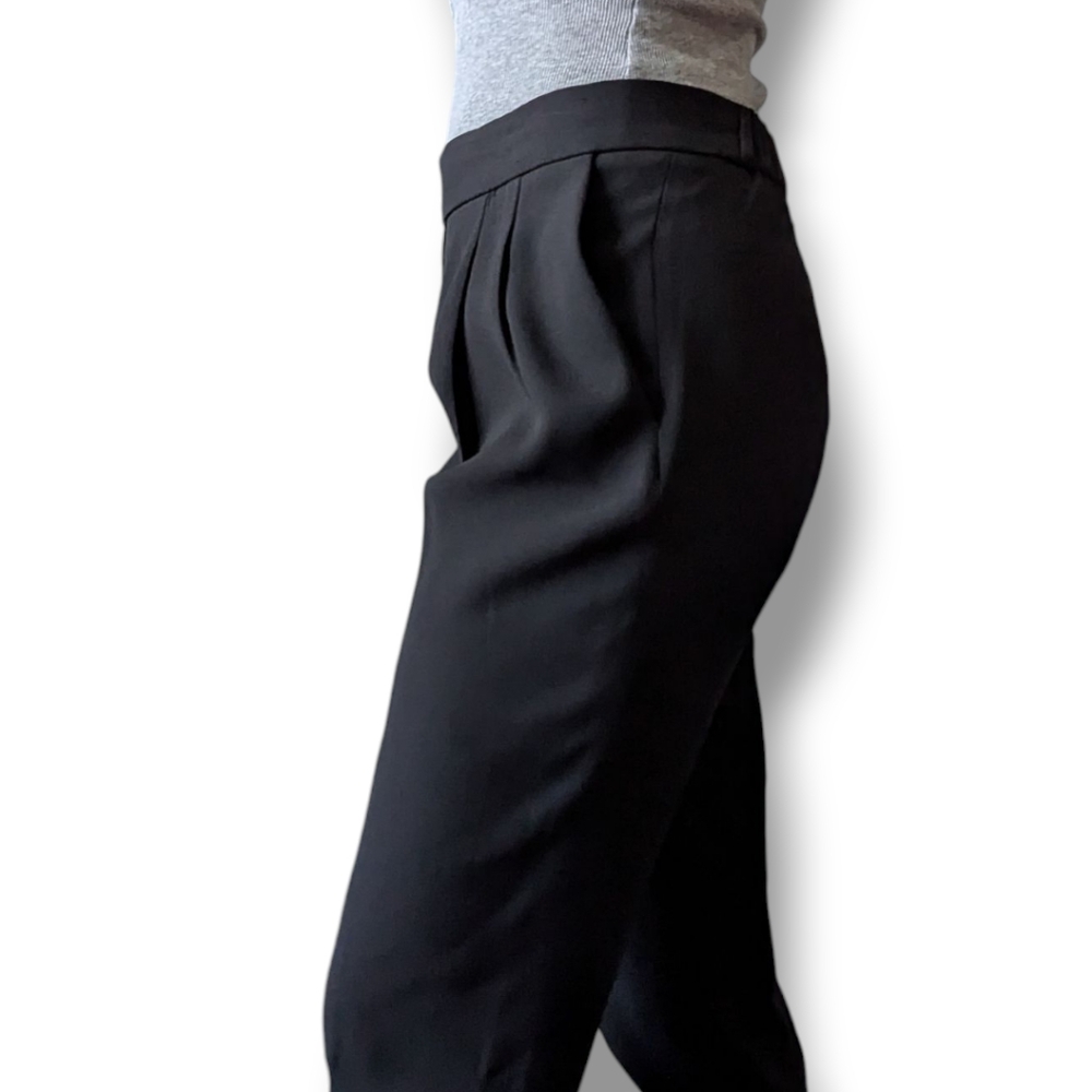 Aritzia Babaton Black Crepe Ankle Cropped Dressy Pull On Stretch Waist Pants 4 - Picture 4 of 16